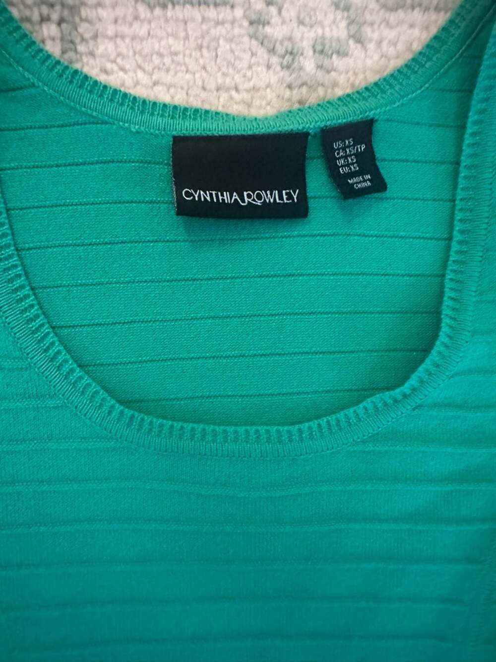 XS Cynthia Rowley Green Ribbed Knit Fit-and-Flare  Mini Dress - Picture 3 of 7